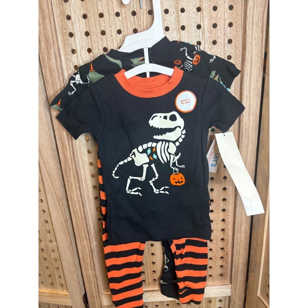 Carters Just One You 12M Halloween Dinosaur Pajamas 4pc Set Glow 6T220410
